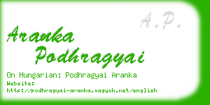 aranka podhragyai business card